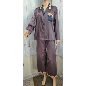 Cabernet Petites Women PXL Poly/Cotton Blend & Lace Pajama Set L Sleeve / Pants